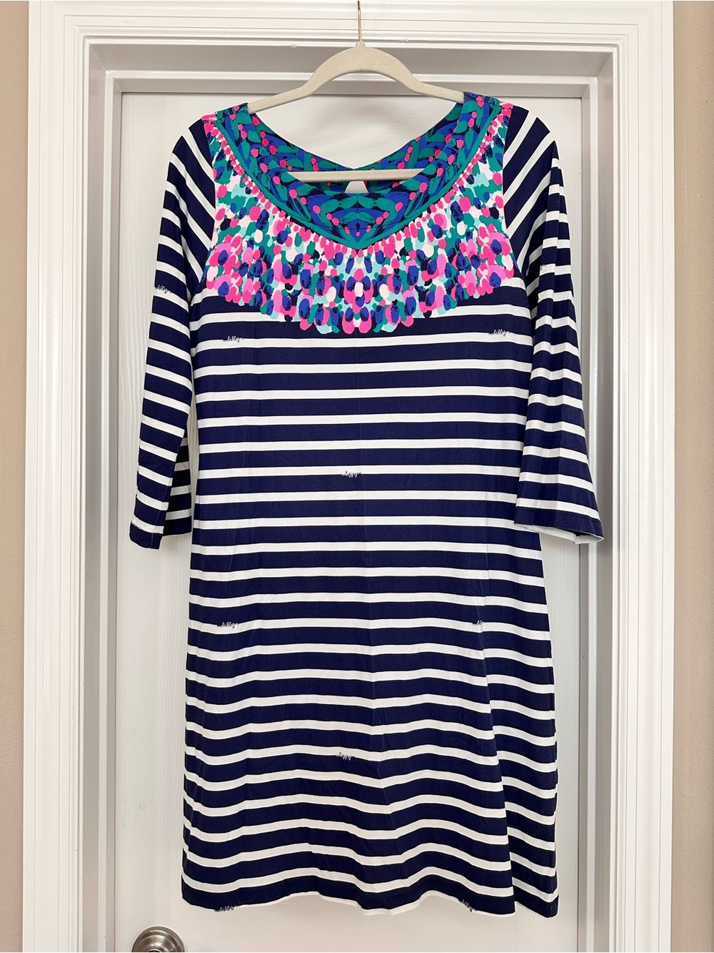 Lilly Pulitzer Blue, Green & Hot Pink Printed Trim Dress